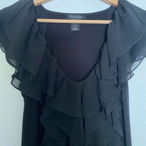 WHITE HOUSE BLACK MARKET LITTLE BLACK DRESS WITH RUFFLES SIZE SMALL - Picture 2 of 4